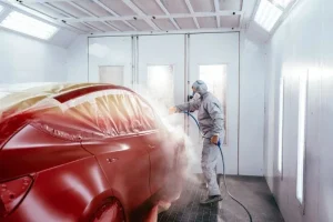 banho de tinta automotiva carro vermelho