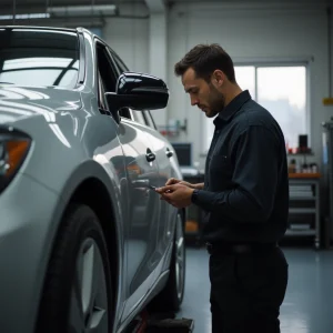 homem-analisando-o-caaro-para-pintar-na-oficina-em-Lins-SP