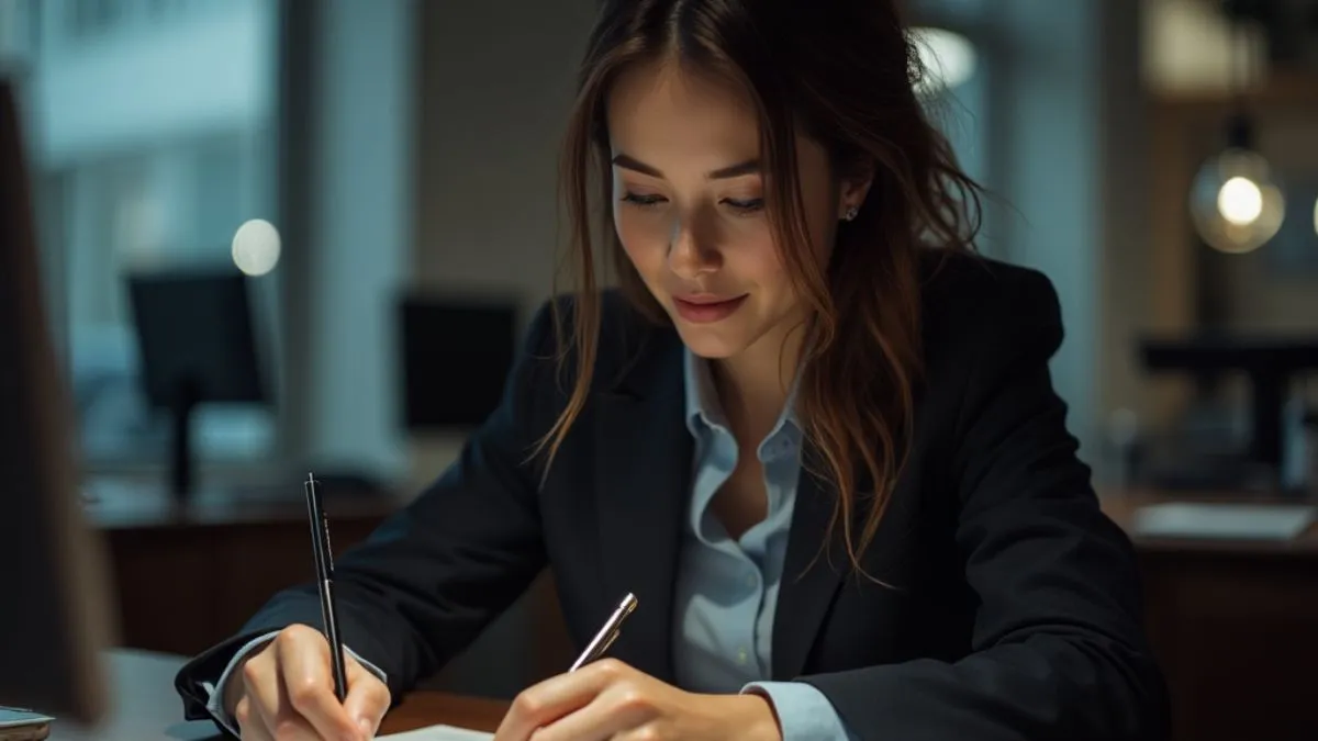 uma-mulher-assinando-um-documento-com-confianca