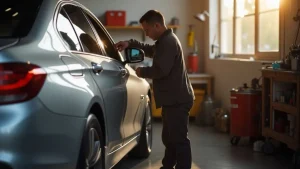 mecanico-analizando-o-carro-na-oficina-de-pintura