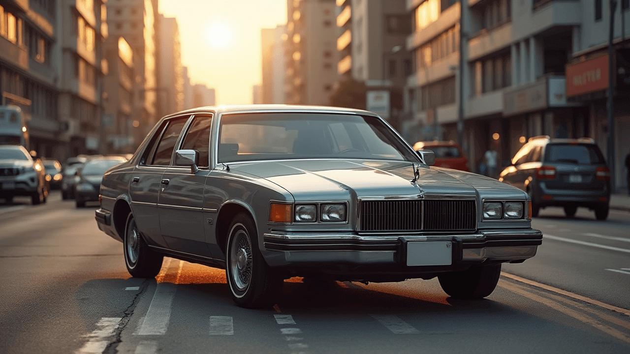 carro-premium-em-movimento-na-rua-limpa-e-organizada-de-Sao-Caetano-do-Sul-predios-modernos-ao-fundo-pintura.