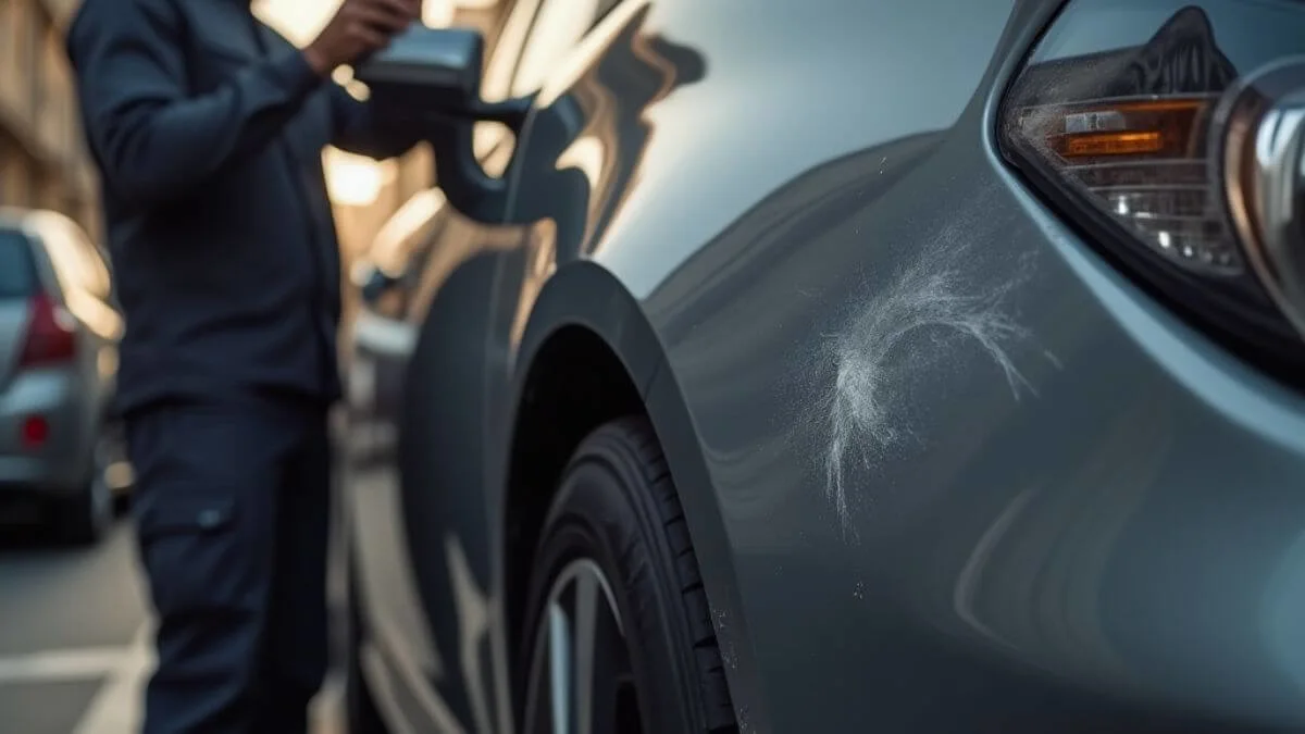 pequenos-reparos-automotivos-em-carro-prata-escuro-sendo-arrumado-na-oficina-em-Sao-Paulo