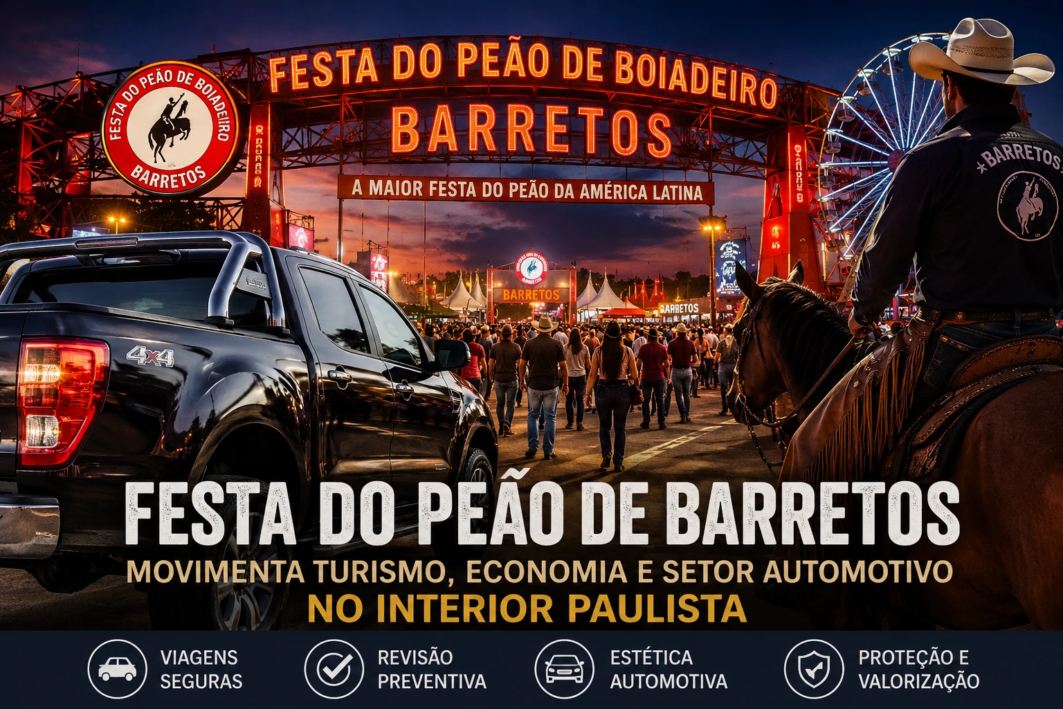 Festa-do-Peao-de-Barretos-com-caminhonete-e-publico-no-interior-paulista