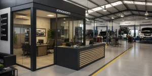 Oficina-automotiva-moderna-com-escritorio-interno-integrado-area-de-atendimento-organizada-iluminacao-ampla-e-espaco-profissional-para-funilaria-pintura-e-servicos-automotivos